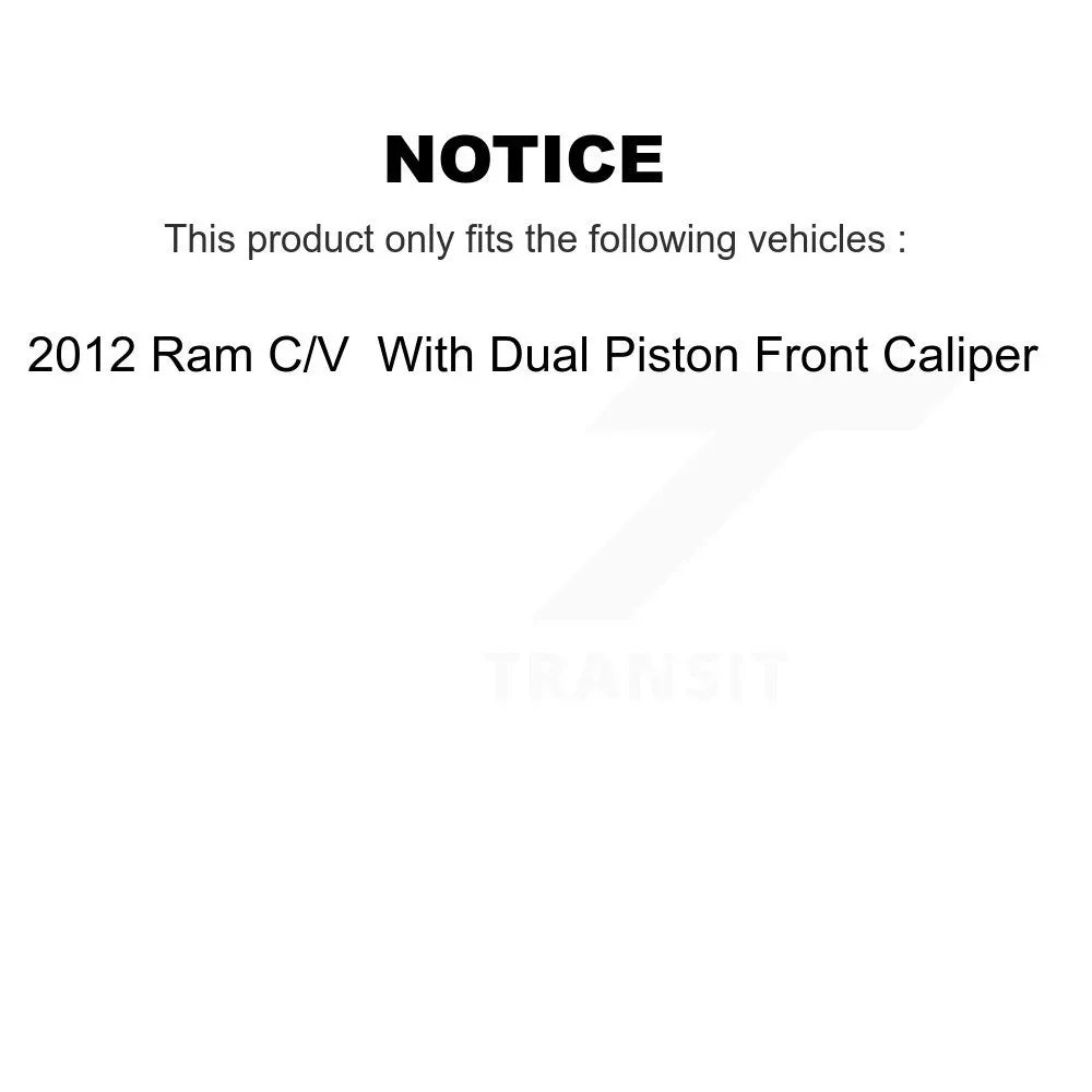 Transit Auto Rear Disc Brake Caliper Coated Rotors And Ceramic Pads Kit For 2012 Ram C/V With Dual Piston Front KCG-100691N