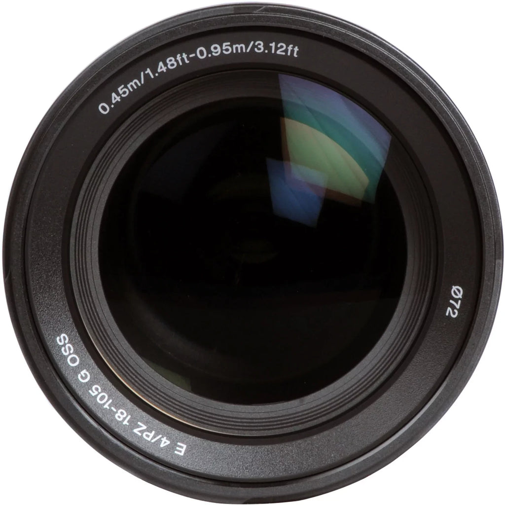 Sony E PZ 18-105mm f/4 G OSS Lens with Essential Accessory Bundle - Includes: Water Durable Lens Pouch, SanDisk 32GB Memory Card, 3 Piece Multicoated HD Filters with Case (UV,CPL, FLD), Variable Neu