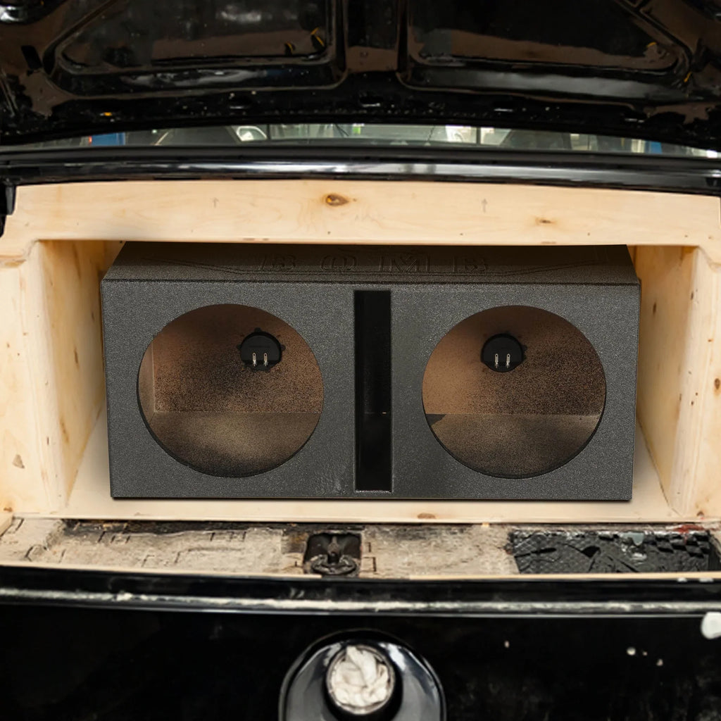 QPower QBOMB15V Dual 15" Vented Port Subwoofer Sub Box w/ Bedliner Spray