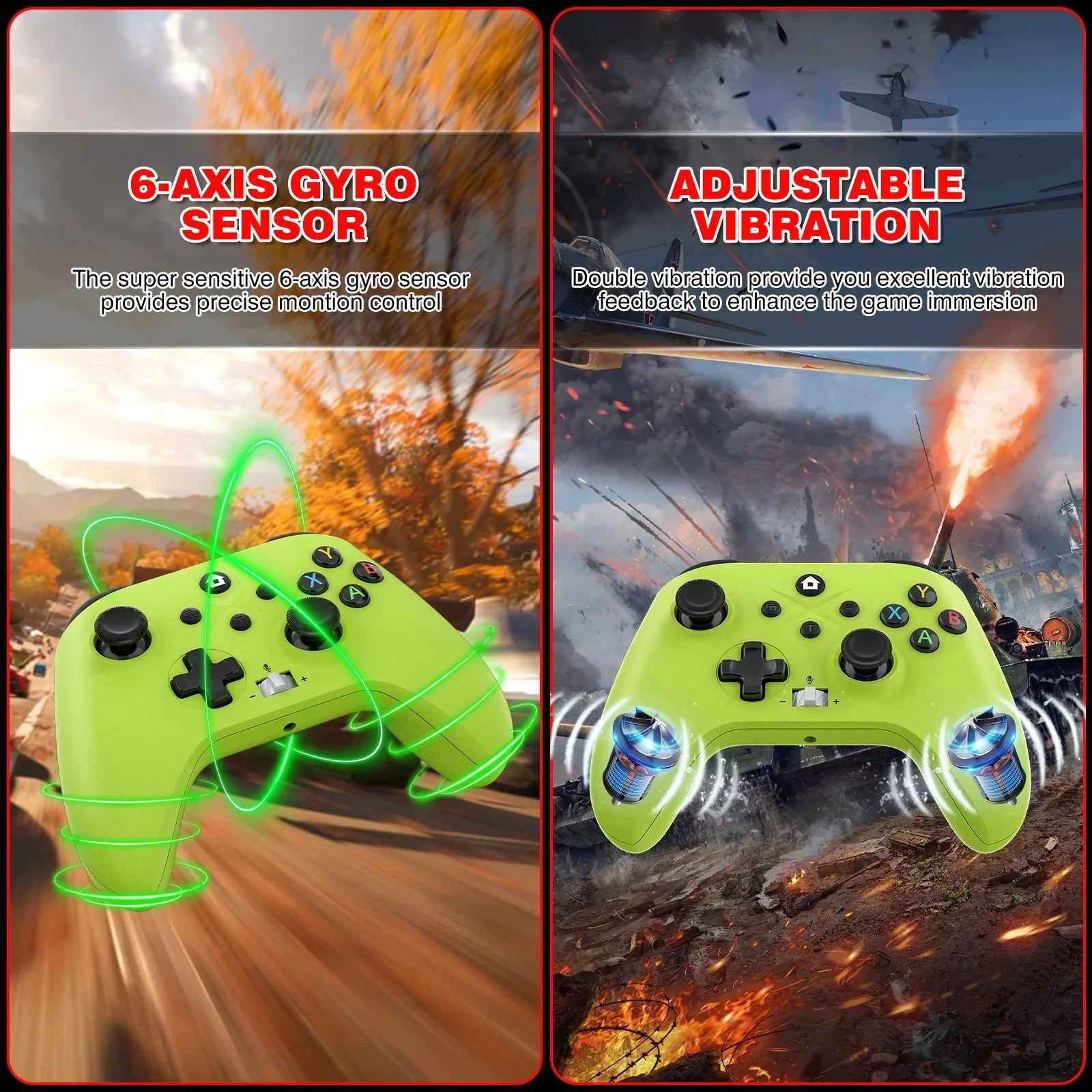 2 Pack Wireless Xbox Controller for Xbox One, Xbox One X/S, Xbox Series X/S, Windows PC 10/11 Gamepad with Audio Jack & Volume Button/Turbo/Macro/Motion Control & Rechargeable Battery - Green+Red