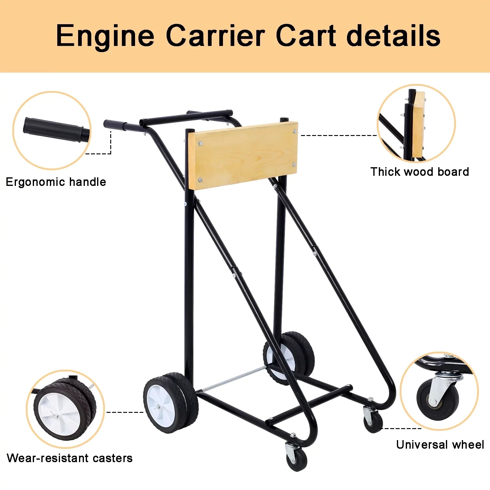 Steel Outboard Vessel Motor Stand, 315lbs Capacity, with Wheels for Easy Mobility - Perfect for Garage Storage and Maintenance