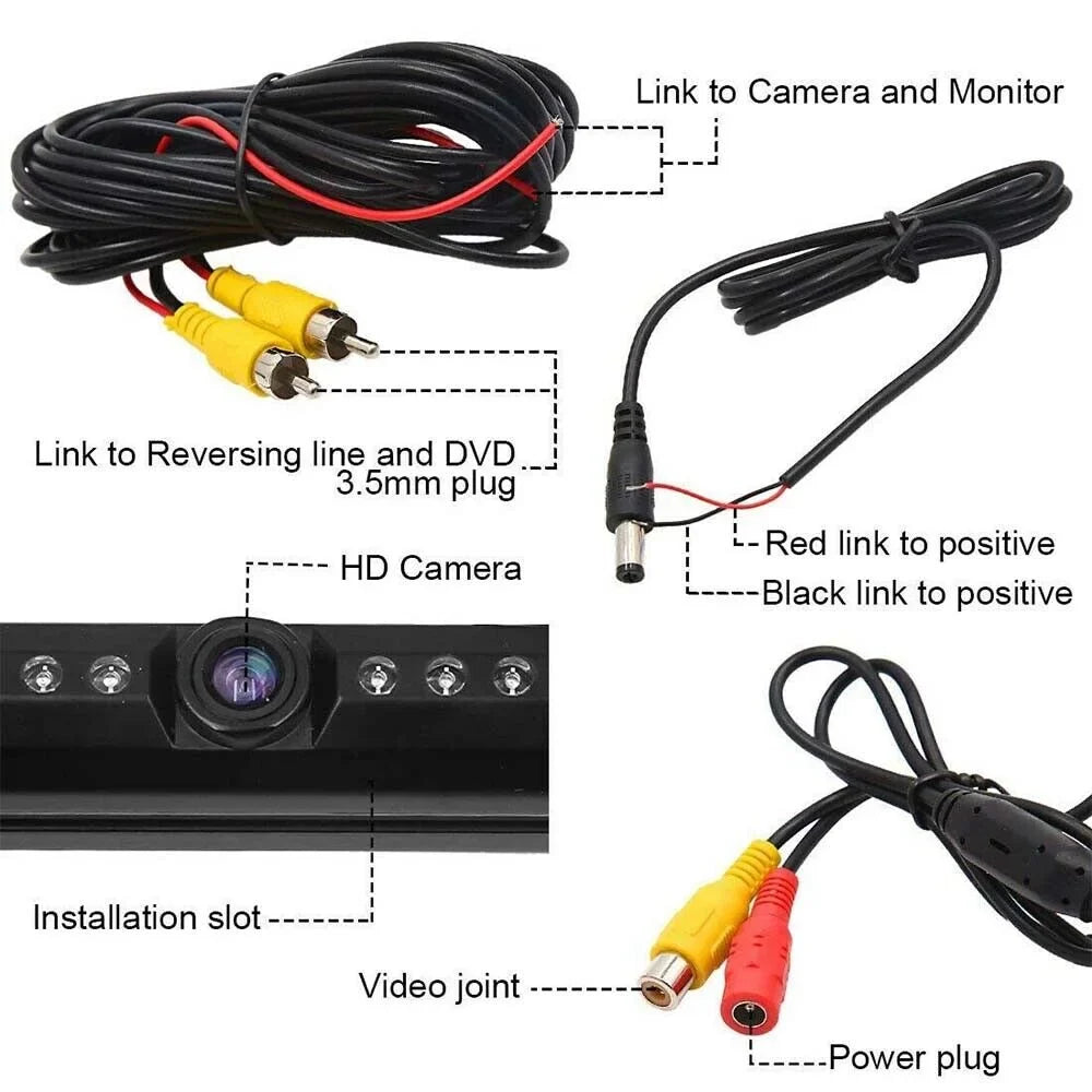 Backup Camera Waterproof Night Vision HD Wide Angle License Plate Car Rear View