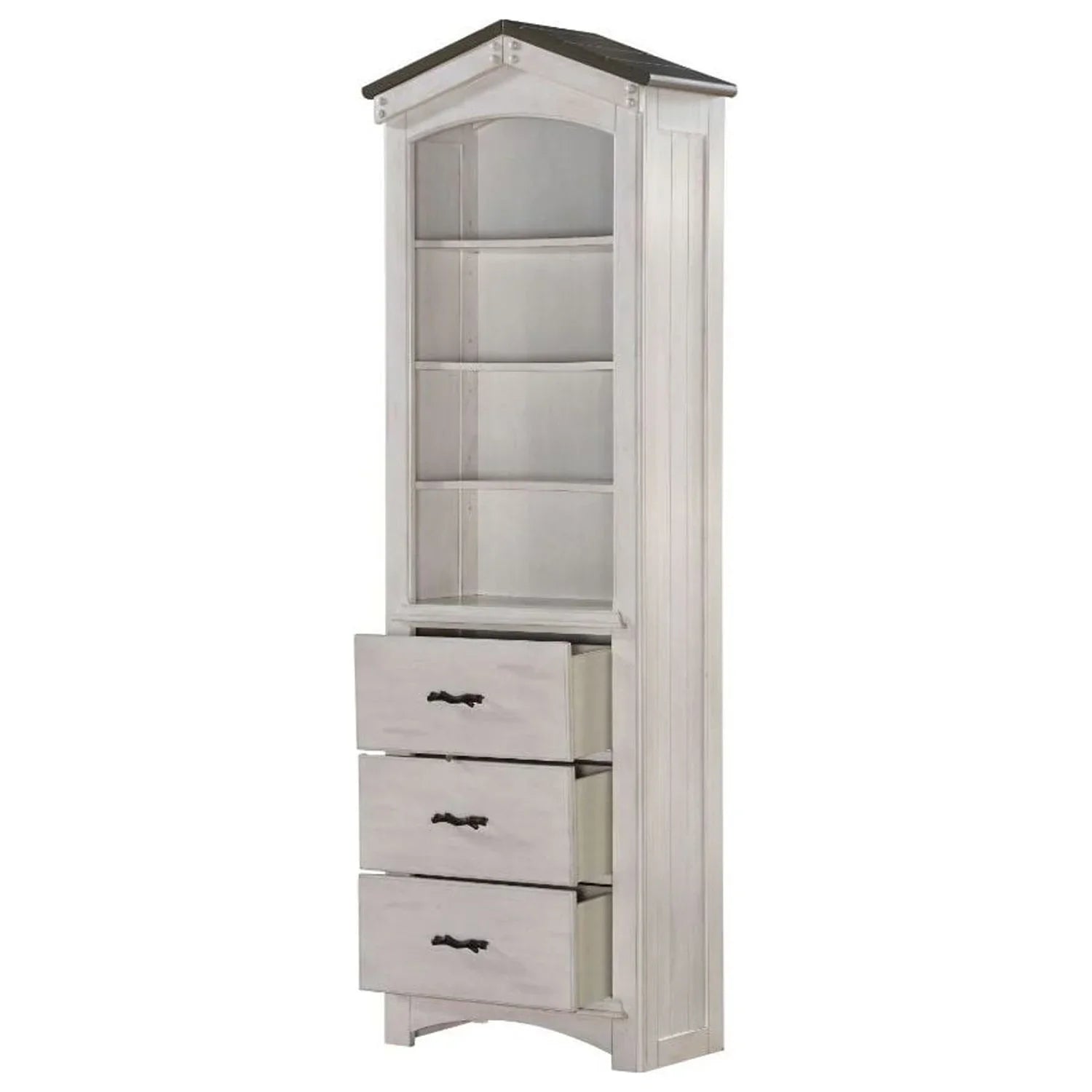 ACME Tree House Bookcase Cabinet in Climate White and Washed Gray