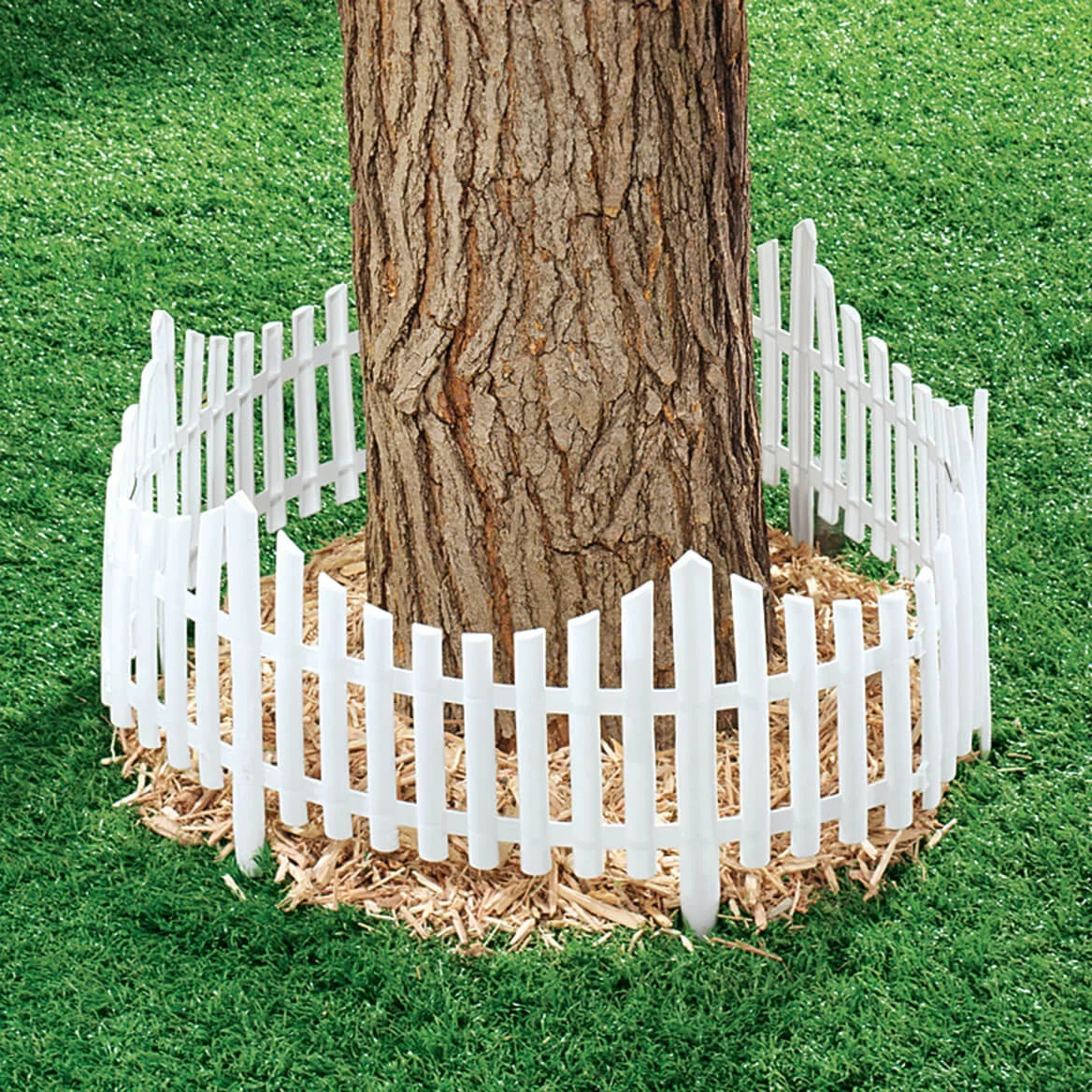 Flexible Fence Edging - Decorative Pickets (6"-13" High), Interlocking Design for Circle, Corner, or Straight Fences - 8' Border (8 Pieces, 24" Each)
