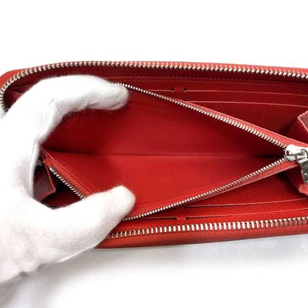 Pre-Owned Louis Vuitton Long Wallet Portefeuille Clemence Red Coquelicot Epi M60913 Leather MI1115 LOUIS VUITTON LV (Good)