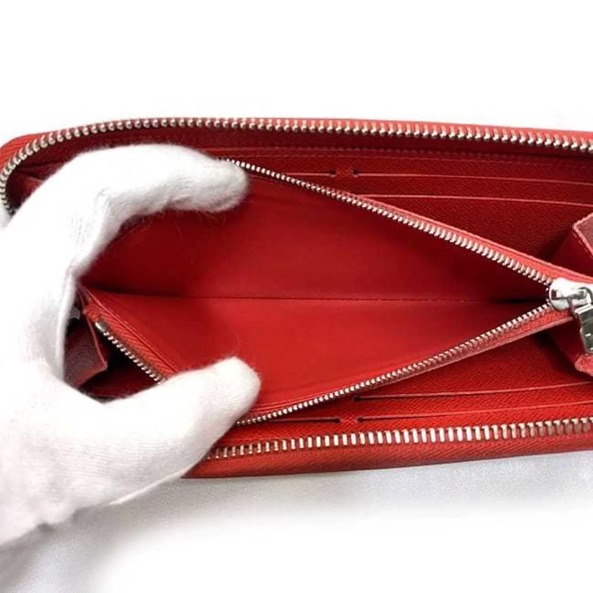 Pre-Owned Louis Vuitton Long Wallet Portefeuille Clemence Red Coquelicot Epi M60913 Leather MI1115 LOUIS VUITTON LV (Good)
