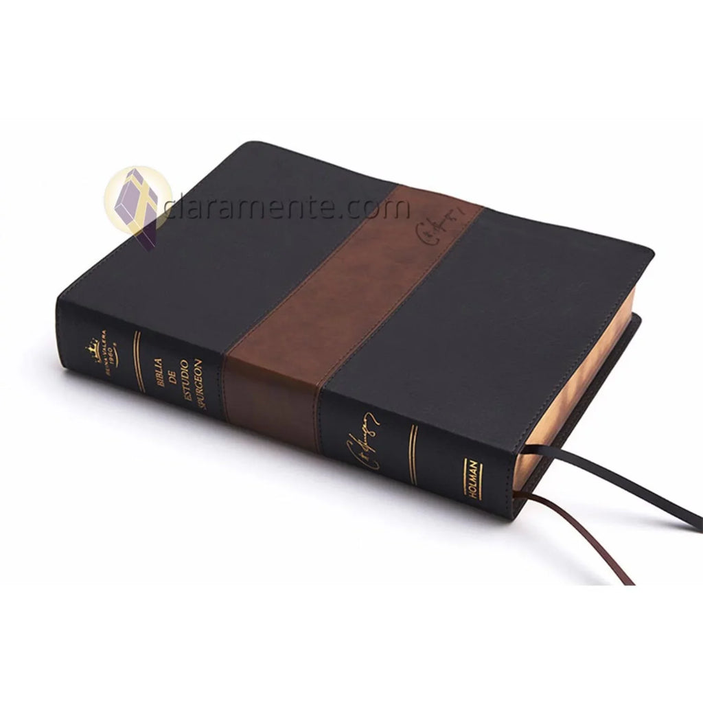 RVR 1960 Biblia de estudio Spurgeon, negro/marrón símil piel Coating