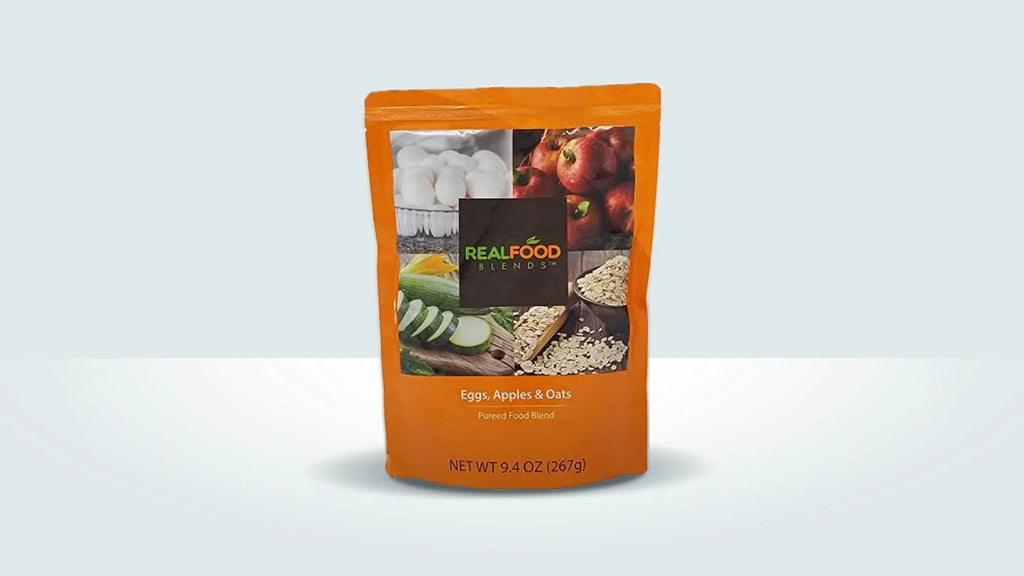 Real Food Blends - Eggs, Apples & Oats - Meals for Tube Fed People - 9.4 Oz Pouch (Pack of 12)