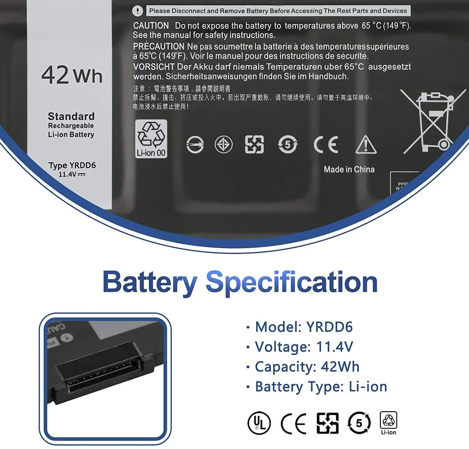 YRDD6 Battery For Inspiron 3493 3582 3583 3584 3793 3310 VM732
