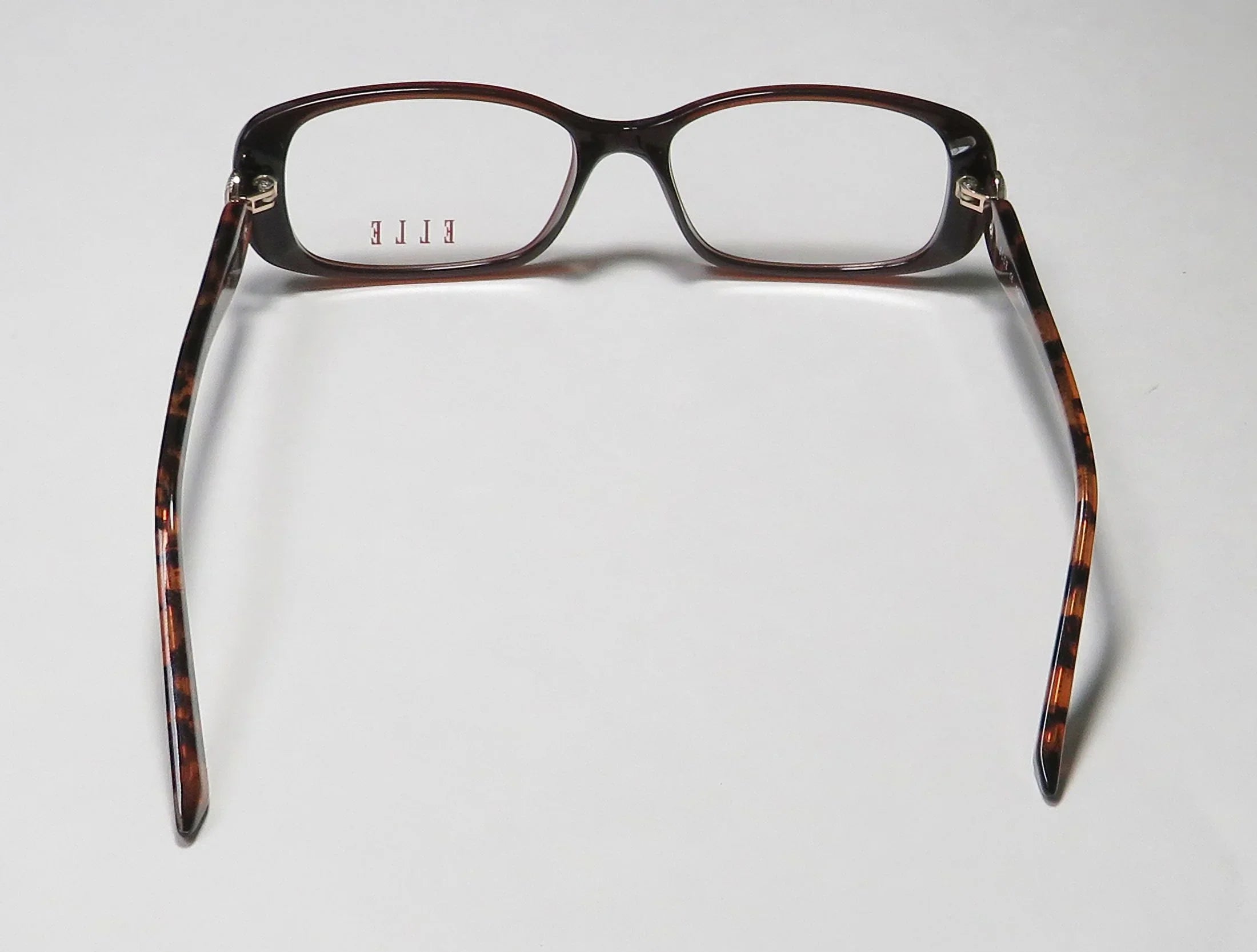NEW ELLE 13428 WOMENS/LADIES RECTANGULAR FULL-RIM BROWN PREMIUM ACETATE PLASTIC Long-lasting DESIGNER FRAME DEMO LENSES 52-16-135 EYEGLASSES/EYE GLASSES