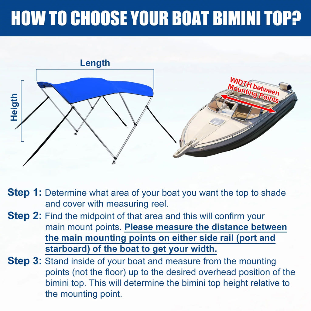 Unique Bargains 600D 3 Bow 6"L x 46"Hx61"-66"W Bimini Top Stainless Steel Deck Hinges Blue