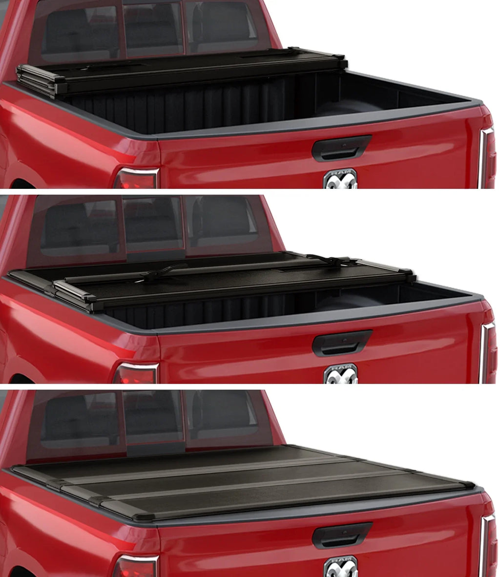 Kikito Professional FRP Hard Tri-Fold Truck Bed Tonneau Coating for 2003-2024 Ram 1500 2500 3500 6.4ft (74.6in) Bed Without | Rambox & Deckrail System |