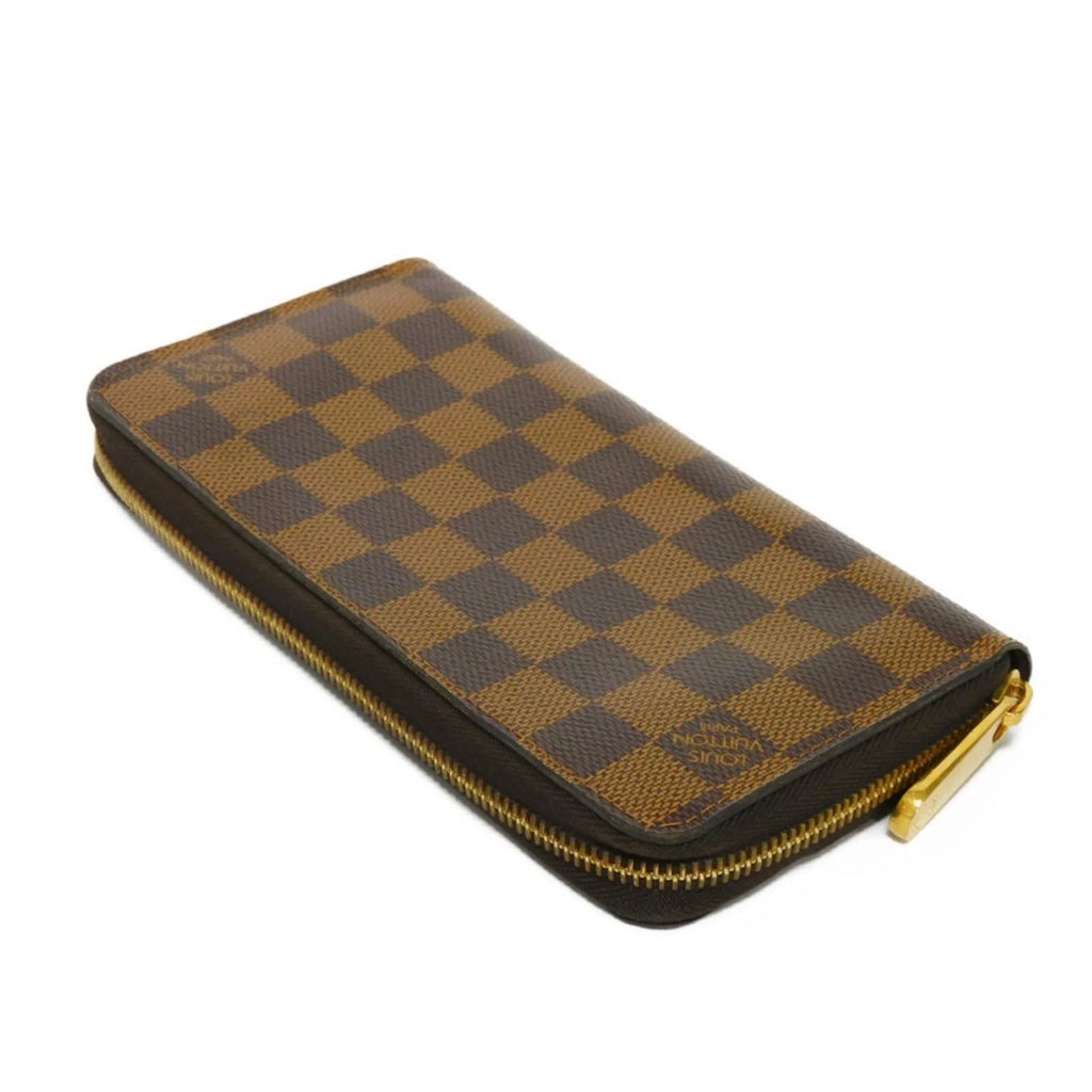Pre-Owned LOUIS VUITTON Long Wallet Zippy Logo Brown New Round Zipper Checkered Pattern Vuitton Damier Ebene N41661 Men's Women's (Good)