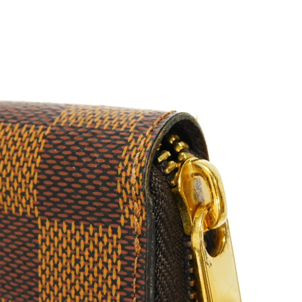 Pre-Owned LOUIS VUITTON Long Wallet Zippy Logo Brown New Round Zipper Checkered Pattern Vuitton Damier Ebene N41661 Men's Women's (Good)