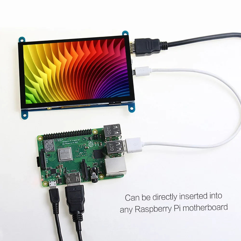 CACAGOO 5 Inch HD Capacitive Touchscreen Display 800*480 Resolution Small Portable Monitor with USB HD Interface Fitting with Raspberry Pi Educational Tool