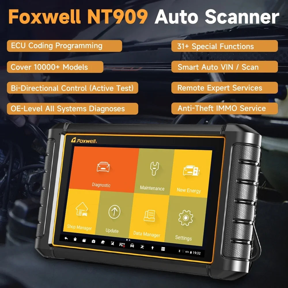 FOXWELL Scanner NT909 Bidirectional Control OBD2 Scanner Code Reader ECU Coding Key TPMS Programmer Diagnostic Scan Tool