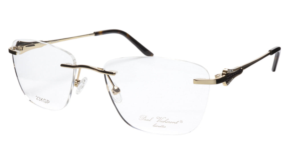 Paul Vosheront Tapered Square Gold & Black Acetate Optical Frame 52-18-135 37