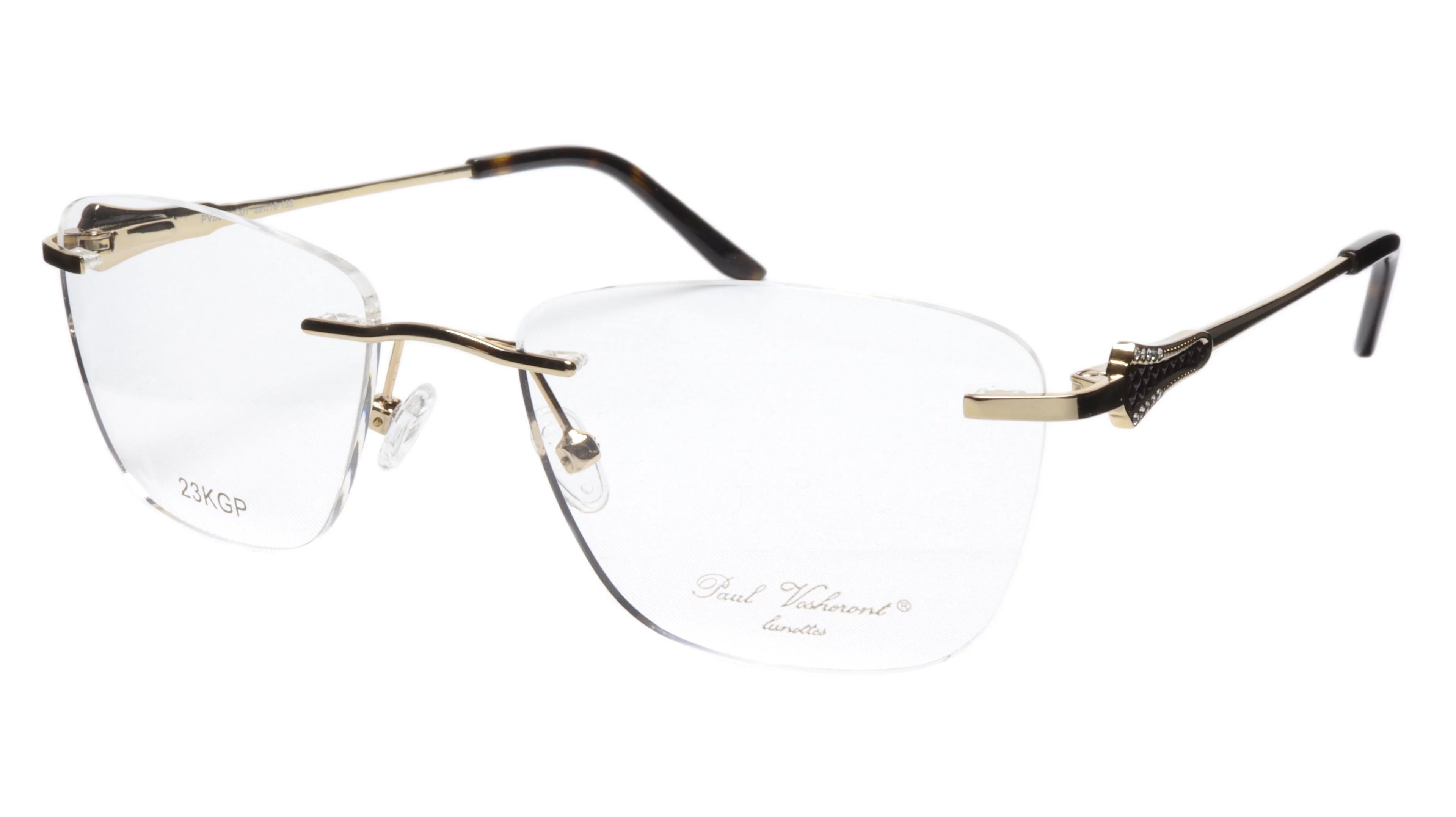 Paul Vosheront Tapered Square Gold & Black Acetate Optical Frame 52-18-135 37