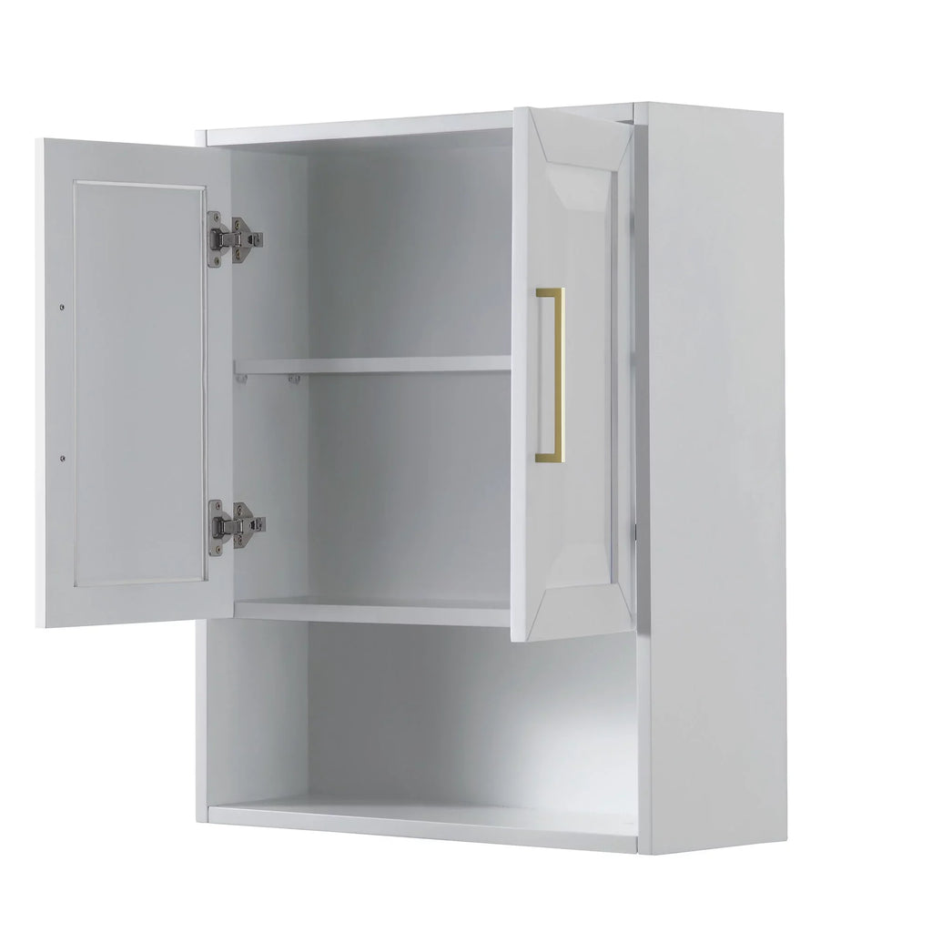 Wyndham Collection Dark Blue Daria Over-the-Toilet Bathroom Wall-Mounted Storage Cabinet with Matte Black Trim