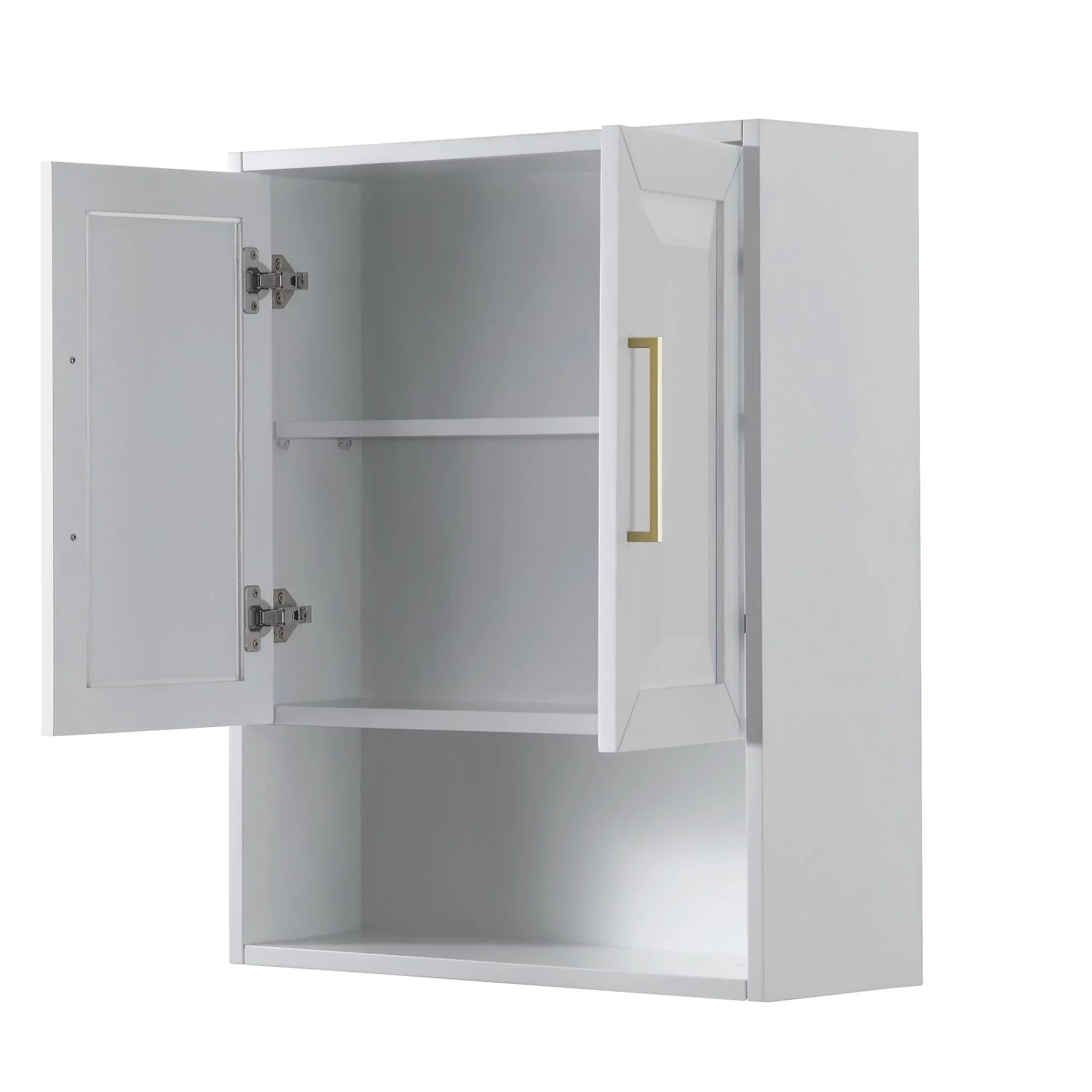 Wyndham Collection Dark Blue Daria Over-the-Toilet Bathroom Wall-Mounted Storage Cabinet with Matte Black Trim
