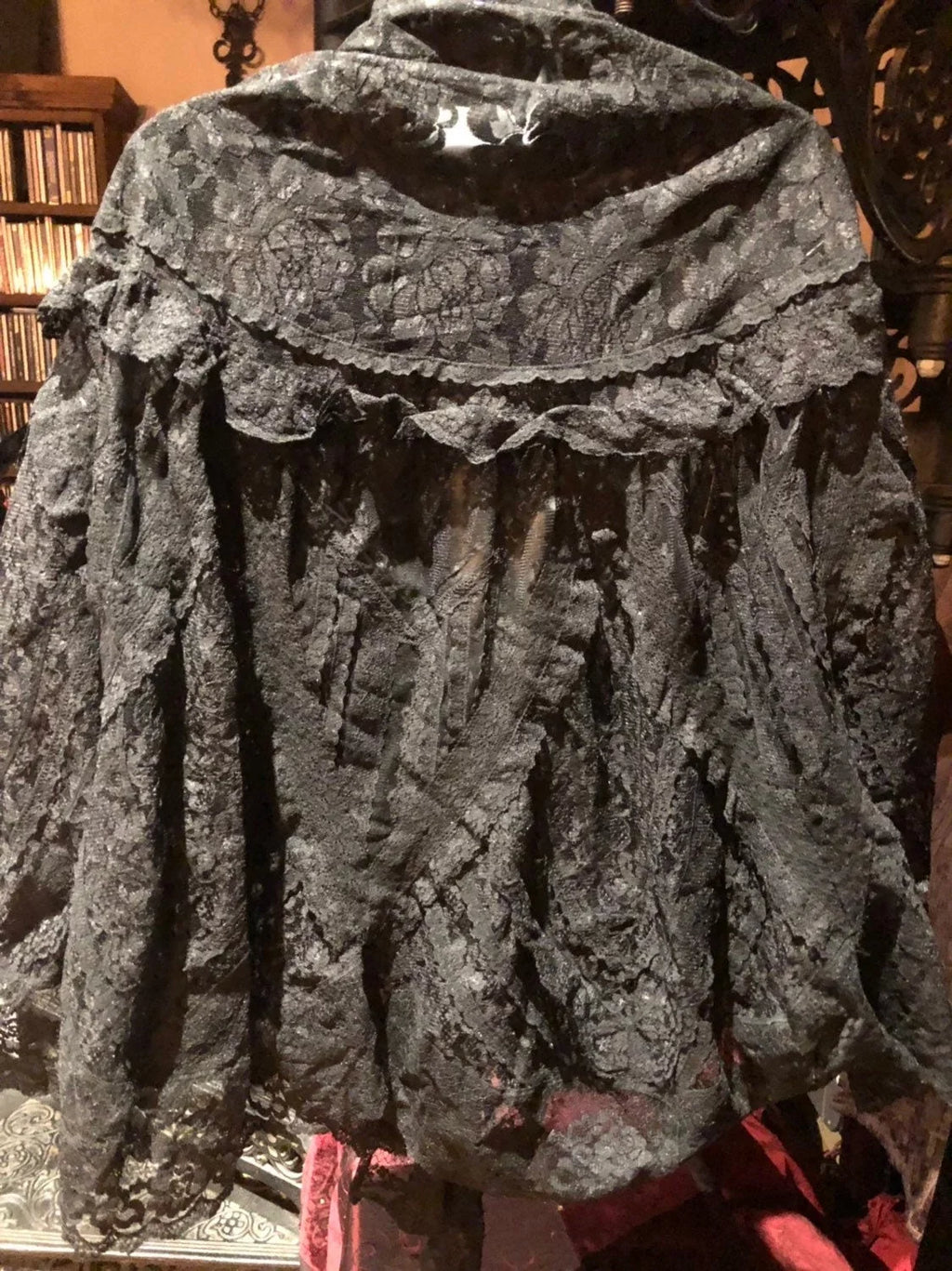 Vintage Victorian Style Antique Lace Black Coloered Summer Scarf Wrap
