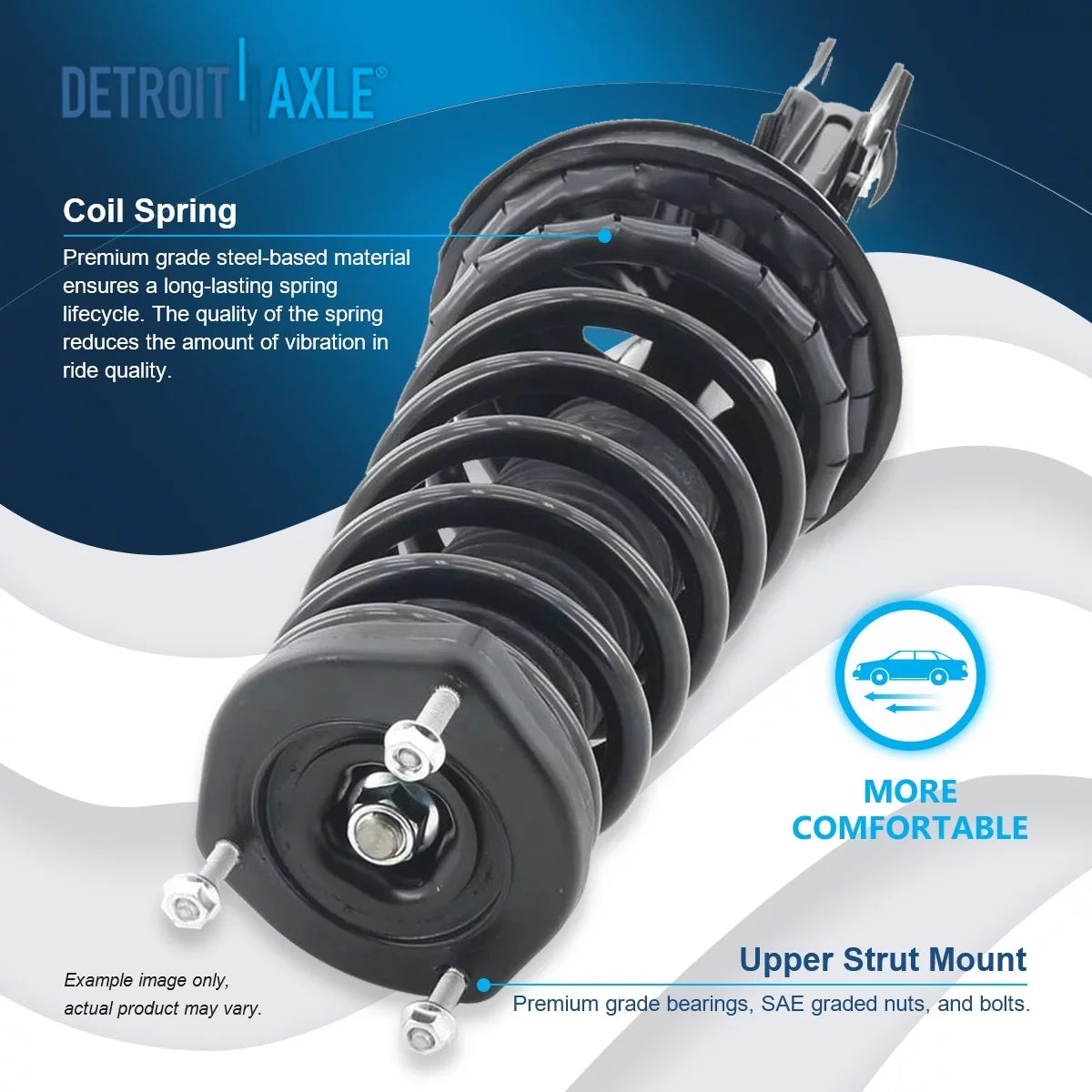 Detroit Axle - Rear Struts for 1997 1998 1999 2000 2001 [2.2L] Camry, 1999-2003 Toyota Solara Complete 2 Struts w/Coil Springs Replacement Quick Install Ready Struts Assembly