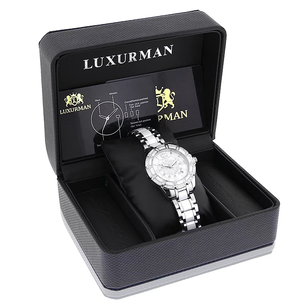 Ladies Diamond Ceramic Watch 1.25ct White MOP Galaxy