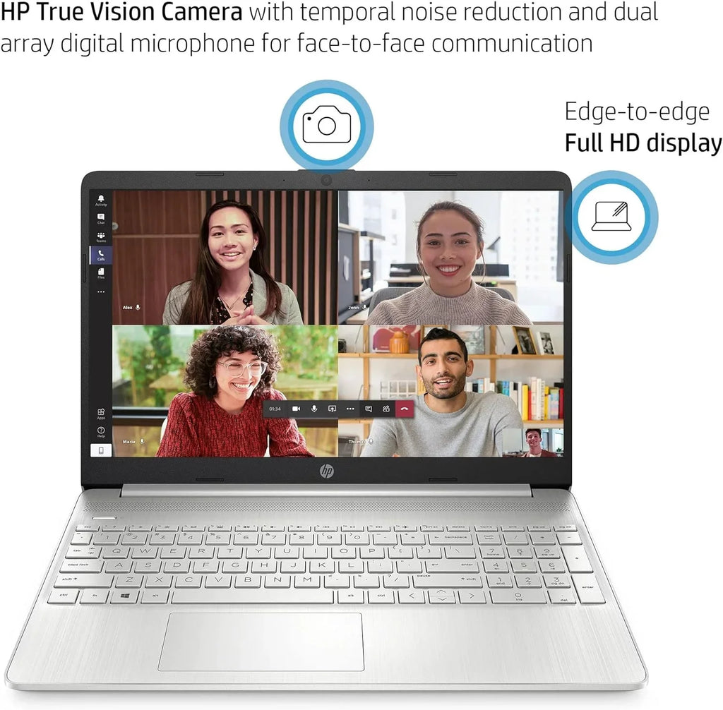 HP 15 15.6" Full HD Business Laptop Computer, 4-core i5-1135G7, 16GB RAM, 1TB PCIe SSD, Iris Xe Graphic, Wi-Fi 6, BT 4.2, Natural Silver, Windows 11 Home