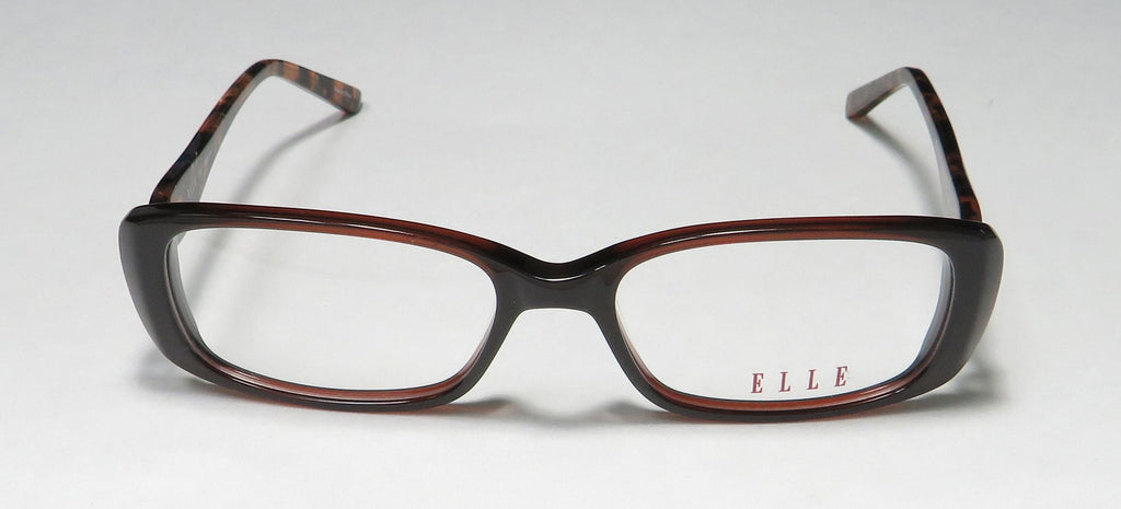 NEW ELLE 13428 WOMENS/LADIES RECTANGULAR FULL-RIM BROWN PREMIUM ACETATE PLASTIC Long-lasting DESIGNER FRAME DEMO LENSES 52-16-135 EYEGLASSES/EYE GLASSES