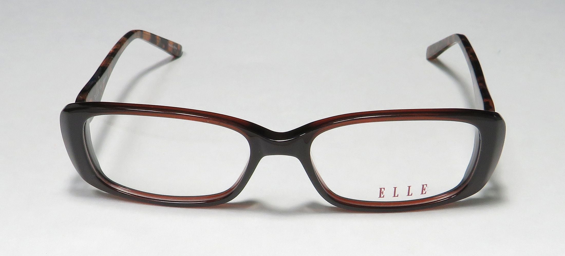 NEW ELLE 13428 WOMENS/LADIES RECTANGULAR FULL-RIM BROWN PREMIUM ACETATE PLASTIC Long-lasting DESIGNER FRAME DEMO LENSES 52-16-135 EYEGLASSES/EYE GLASSES