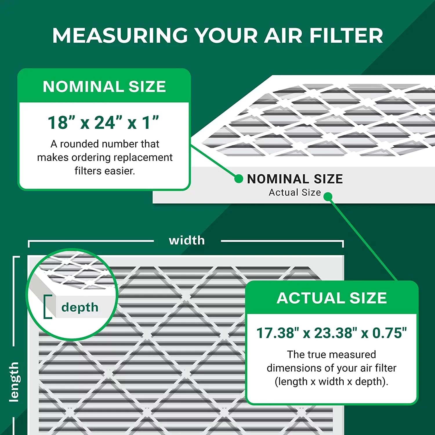 Filterbuy 18x24x1 MERV 11 Pleated HVAC AC Furnace Air Filters (4-Pack)
