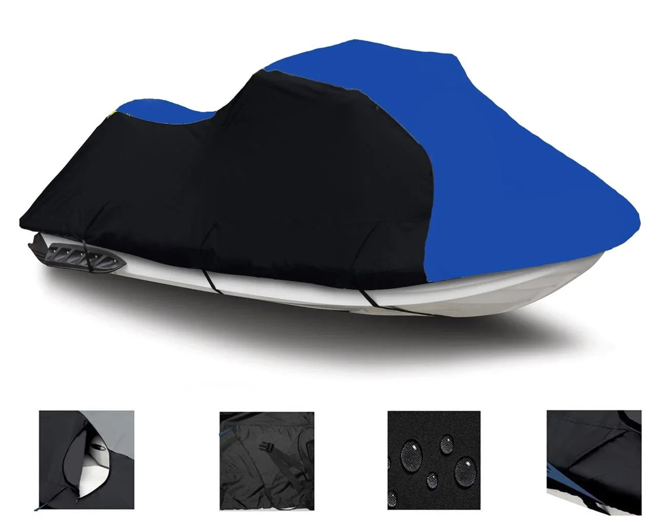 BLACK / BLUE HEAVY-DUTY, 600 D Matching for Kawasaki Ultra LX 2007 2008 2009 2010 2011 2012 2013 2014 2015 2016 2017 2018 2019 2020 2021 2022 / 250X 2007 2008 Jet Ski Watercraft Coating