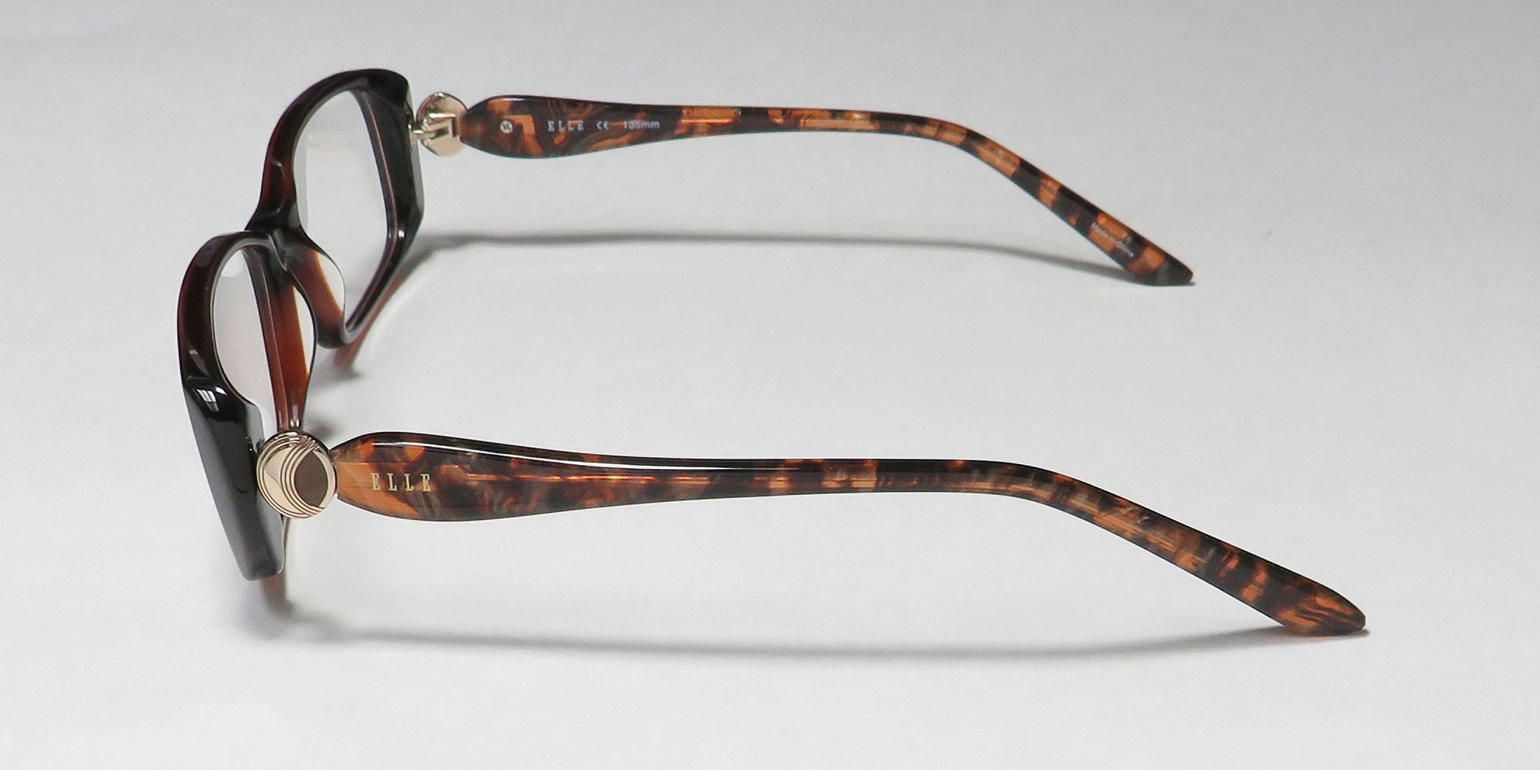 NEW ELLE 13428 WOMENS/LADIES RECTANGULAR FULL-RIM BROWN PREMIUM ACETATE PLASTIC Long-lasting DESIGNER FRAME DEMO LENSES 52-16-135 EYEGLASSES/EYE GLASSES
