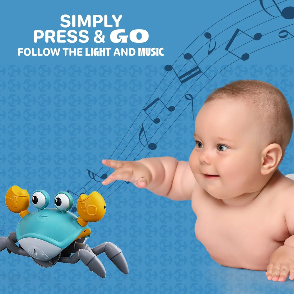 Fleur Cute And Multicolor Crawling Crab With Built-in Light & Music For Little Kids 6-12 Years And Toddlers 0-6 Months Tummy Time, Learning Crawl - Perfect Birthday, Holiday And Christmas Gift