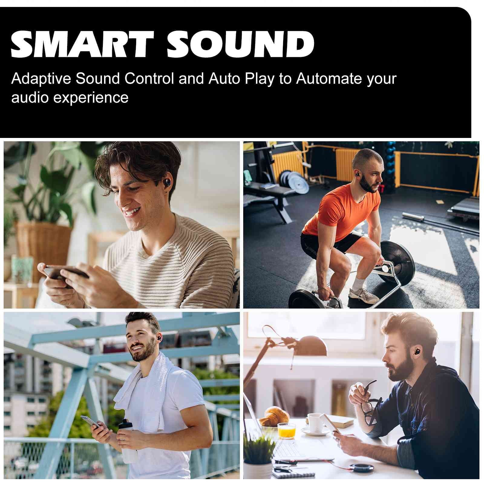 UrbanX True Wireless Bluetooth Earbuds + Charging Case, Black, Dual Connect, IPX5 Water Resistance, Bluetooth 5.2 Connection, Balanced, Bass Boost Matching with Lenovo Tab3 8 Plus