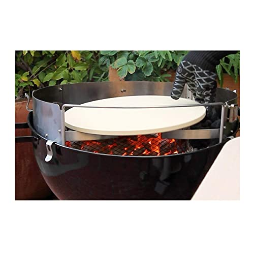 PC7001 PizzaQue Deluxe Outdoor Pizza Oven Kettle Grill Conversion Kit, Silver, 18''/22.5''
