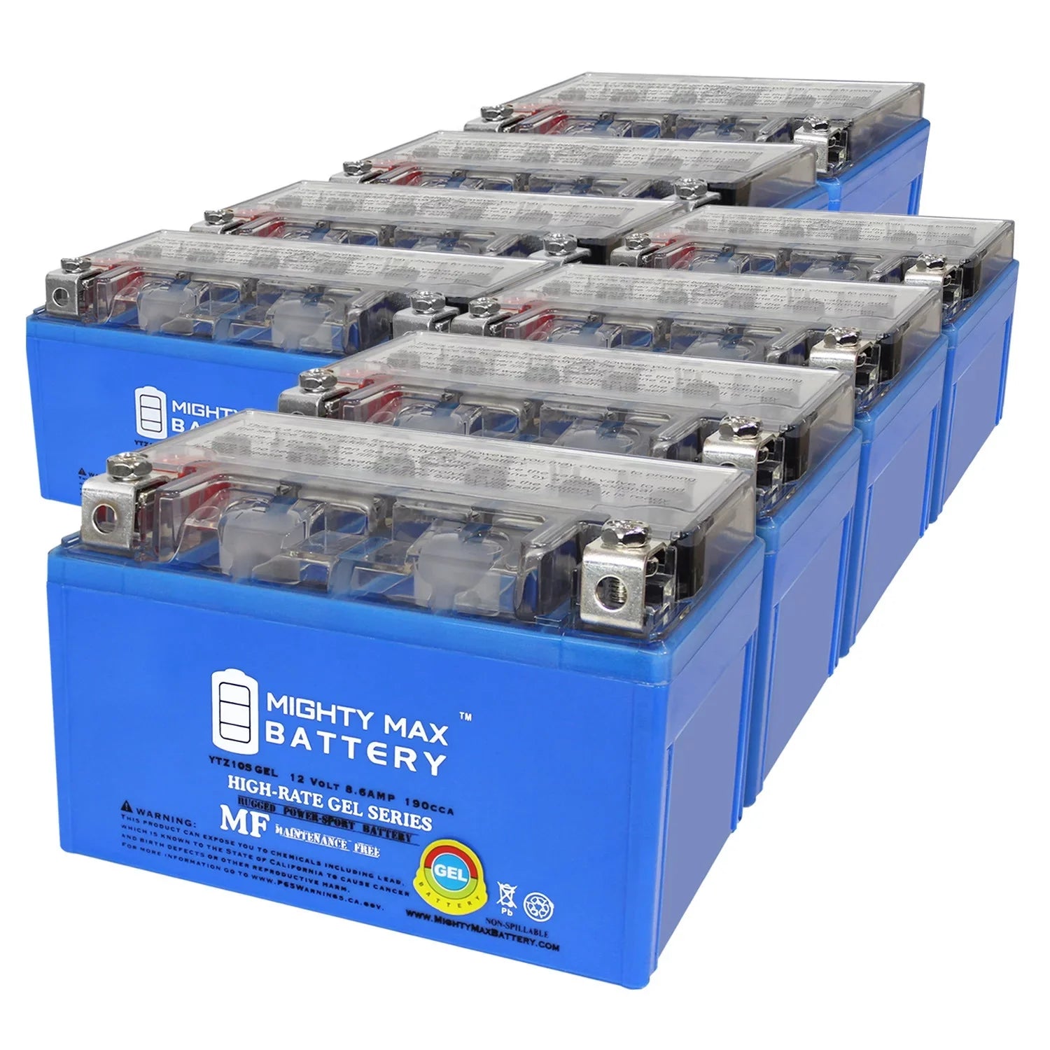 YTZ10SGEL 12V 8.6AH GEL Replacement Battery Matching with Suzuki 1000 GSX-R1000 00-17 - 8 Pack