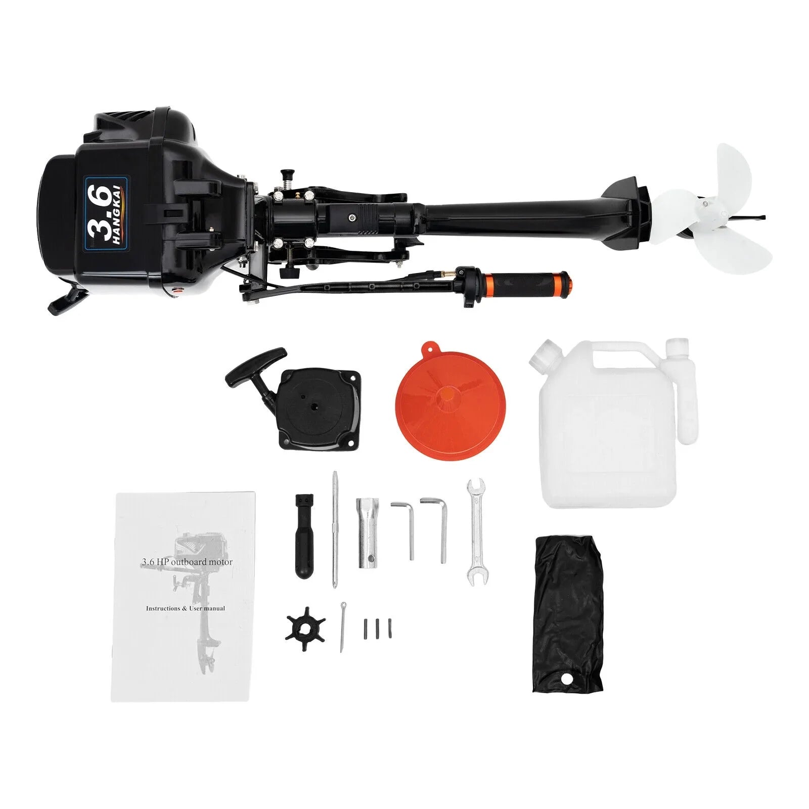 HANGKAI 2 Stroke 3.6 HP Outboard Motor Fishing Vessel Engine Water Cooling CDI Outboard Ship Motor 90cm/35.4in