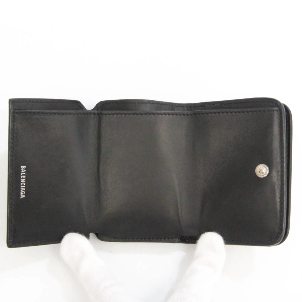 Pre-Owned Balenciaga Cache Mini 593813 Men,Women Leather Wallet (tri-fold) Black (Good)
