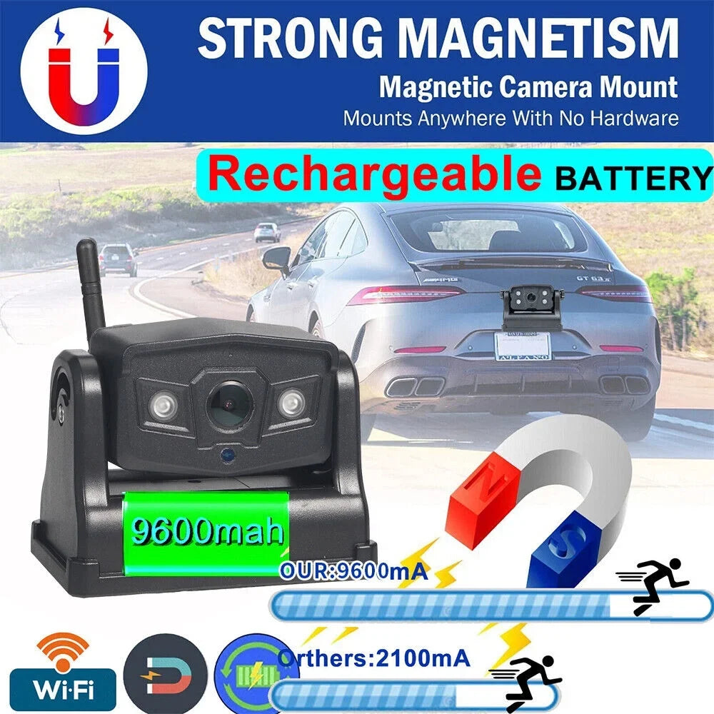 JahyElec WiFi Wireless Backup Camera, Magnetic Mount, 9600mAh Battery, Optimal for Front/Rear View