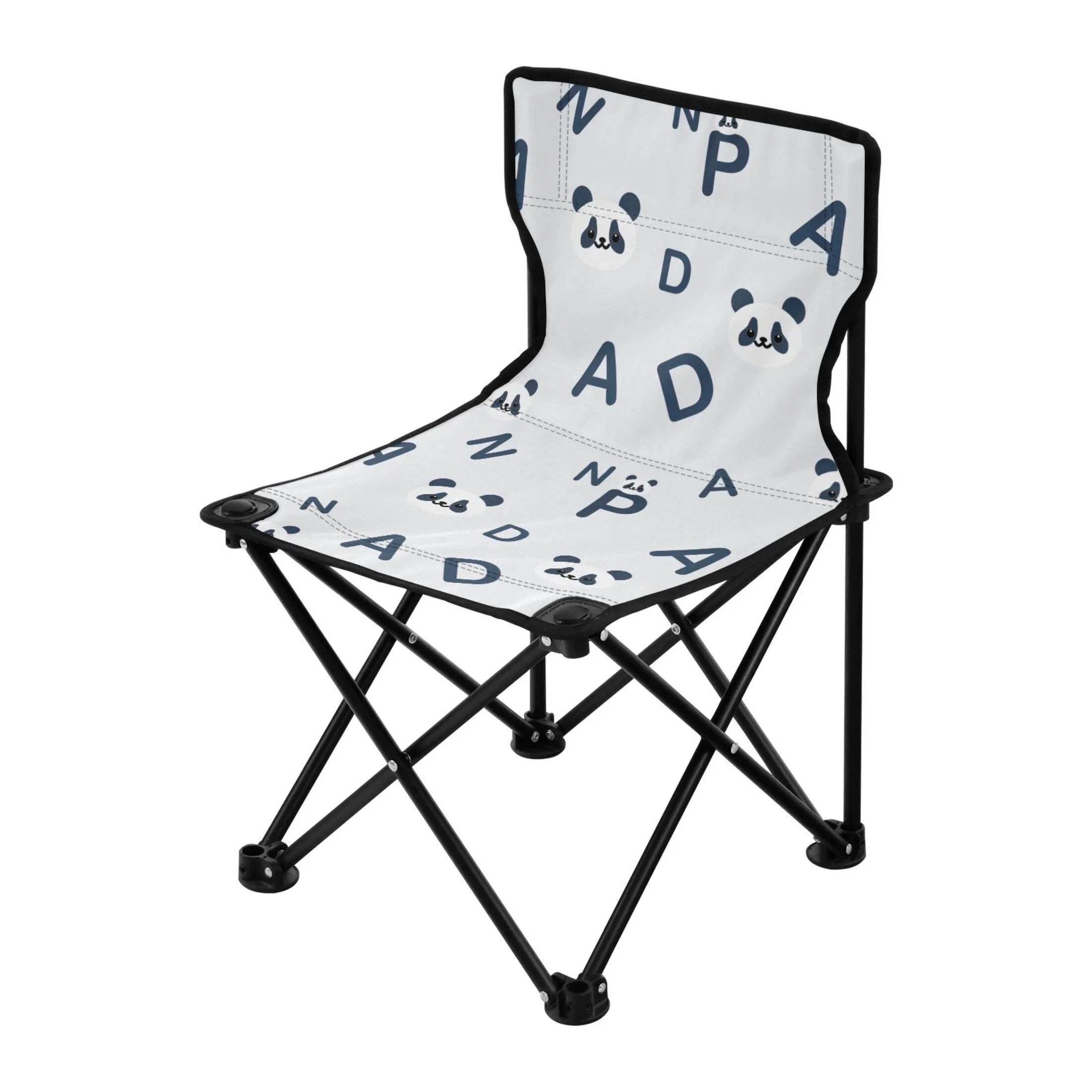 Cartoon Pandas and Alphabet Portable Camping Chair Small for Kids Outdoor Folding Beach Chair Fishing Chair Lawn Chair with Carry Bag