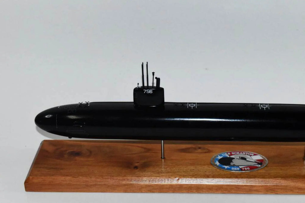 USS Scranton SSN-756 (Black Hull) Submarine Model,Navy,Scale Model,Mahogany,20 inch,LA Class