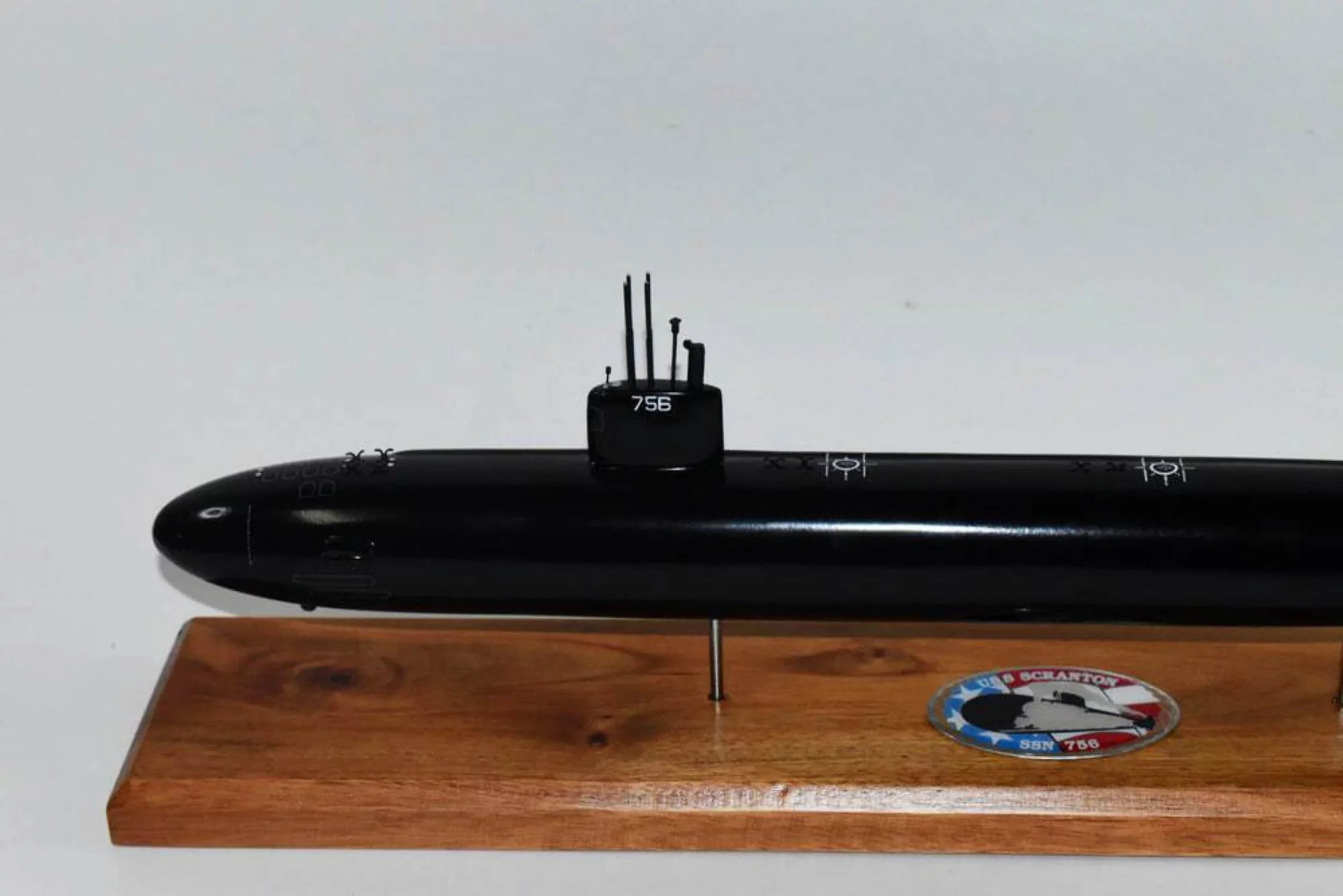 USS Scranton SSN-756 (Black Hull) Submarine Model,Navy,Scale Model,Mahogany,20 inch,LA Class