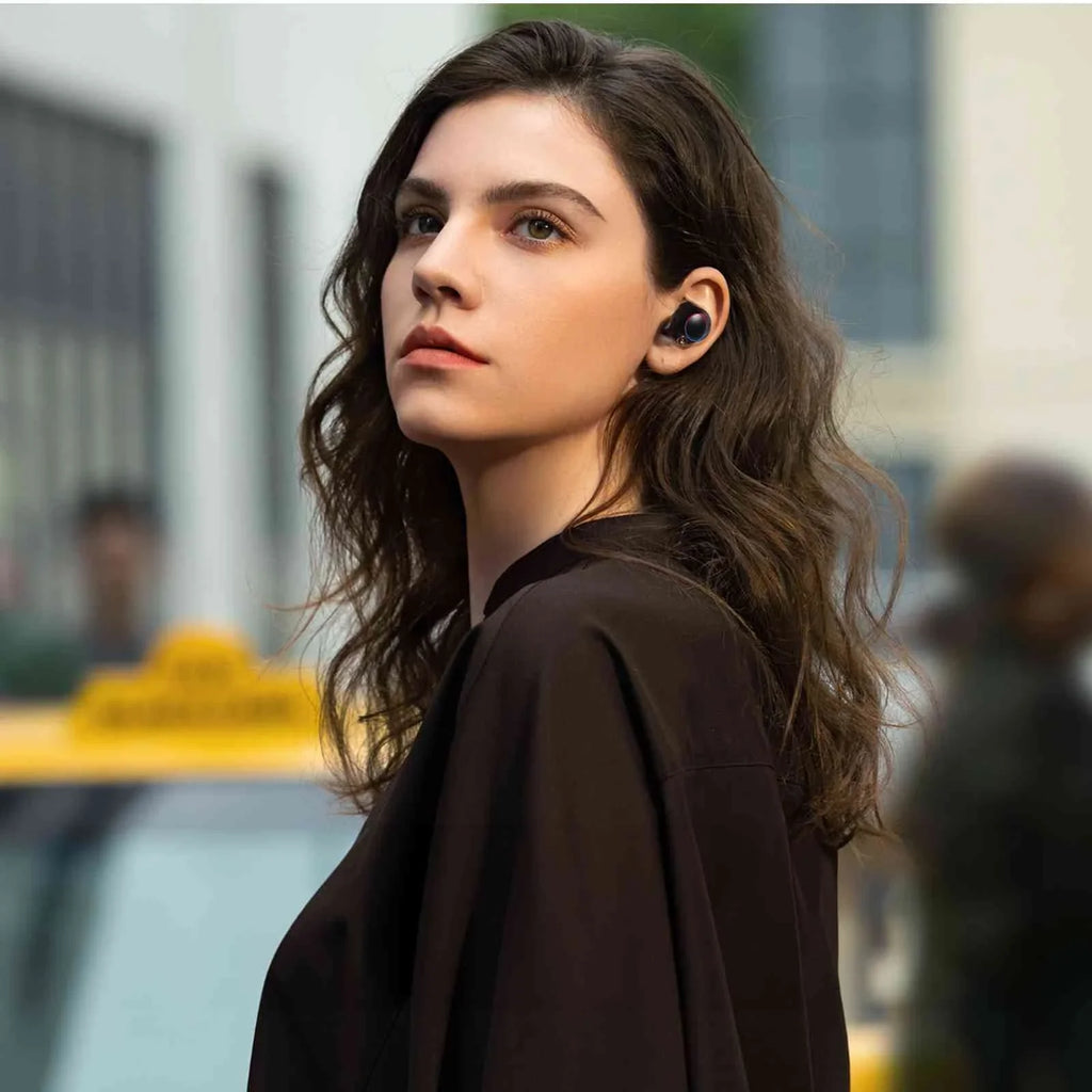 UrbanX True Wireless Bluetooth Earbuds + Charging Case, Black, Dual Connect, IPX5 Water Resistance, Bluetooth 5.2 Connection, Balanced, Bass Boost Matching with Lenovo Tab3 8 Plus