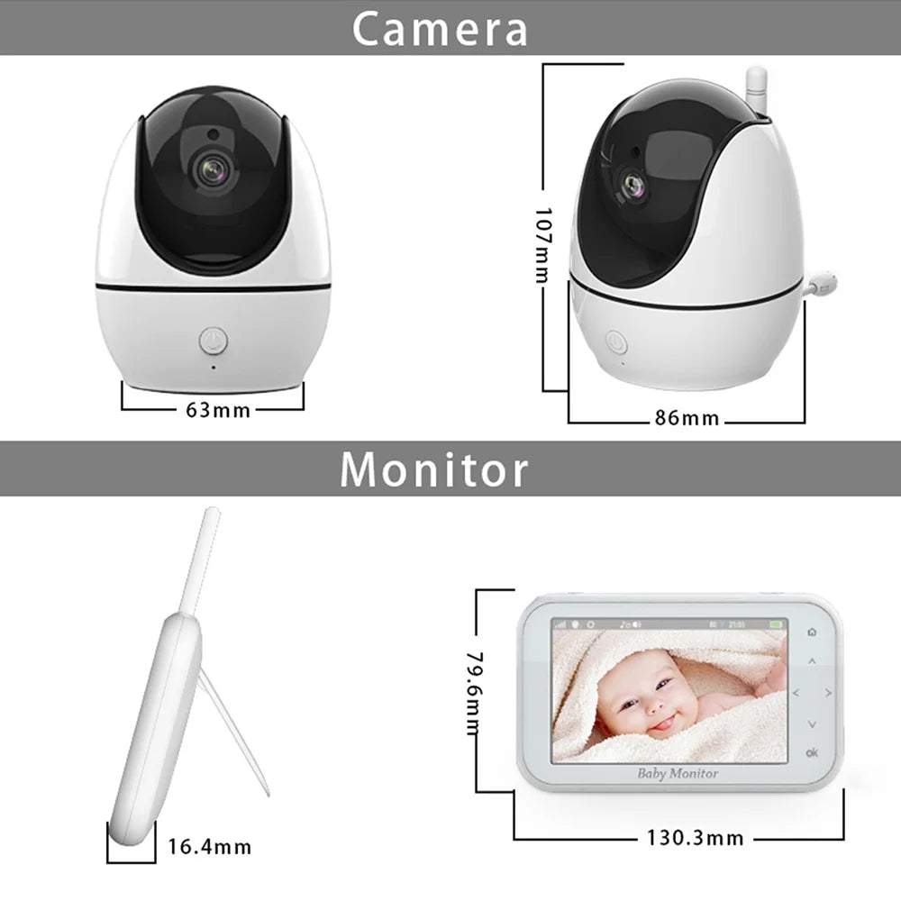 Dazzduo Monitor with Camera,Function Infrared Vision Camera 720P 4.5 8 Loop LCD Screen 2 Way Audio Video Camera 4.5 Inch LCD Audio Motion Infrared Wireless - 2-Way - Includes 8 4.5 inch LCD OWSOO