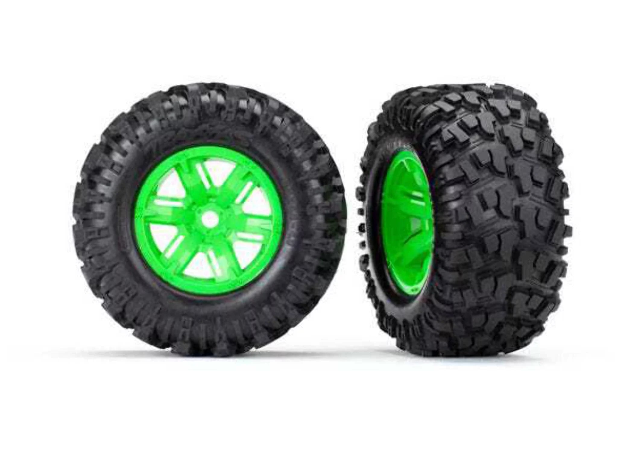 Traxxas Tra Tires & Wheels, Assembled, Glued (X-Maxx Green Wheels, Maxx At Tires, Foam Inserts) 7772G