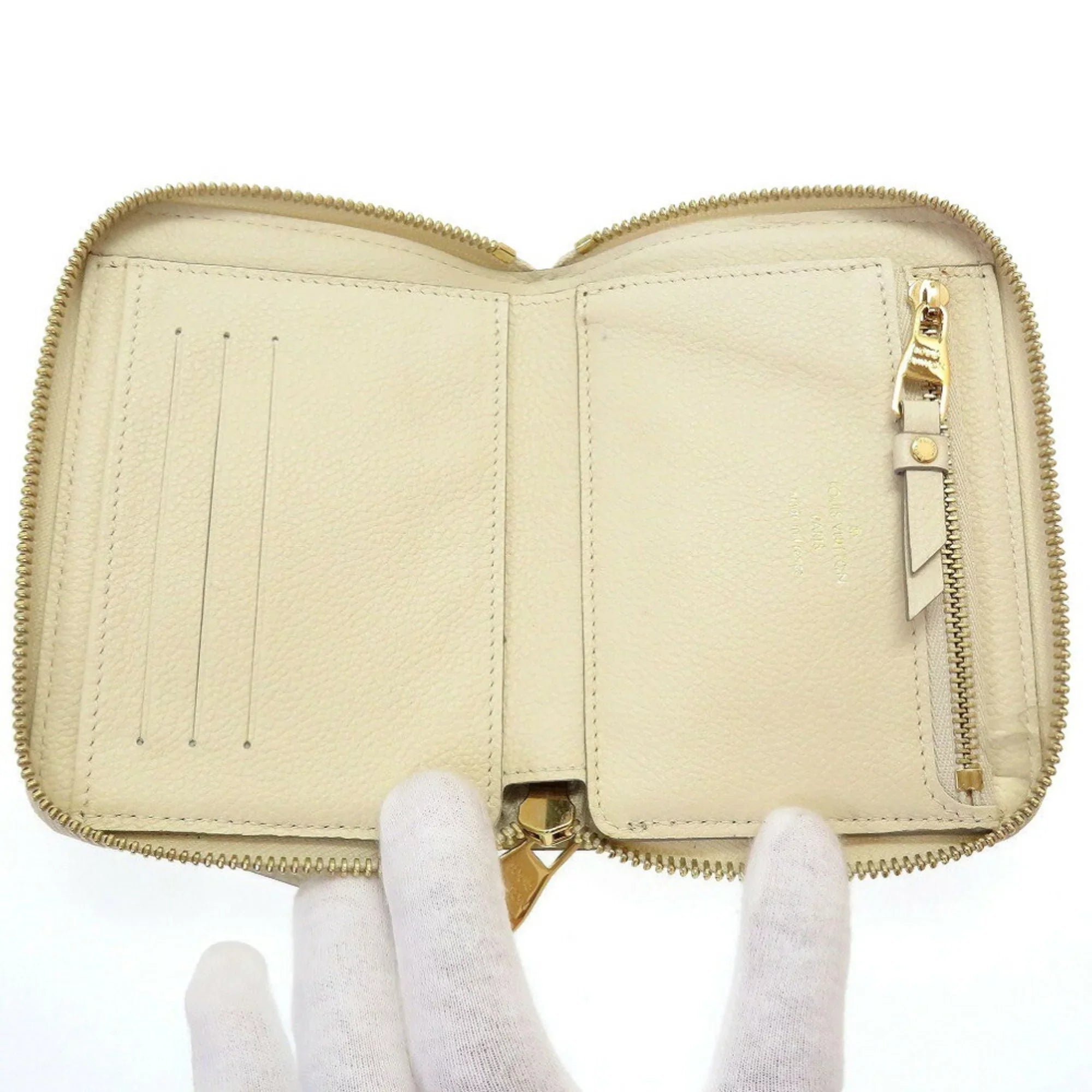 Pre-Owned Louis Vuitton Monogram Implant Portefeuille Secret M93432 Neige Bifold Wallet Round (Good)
