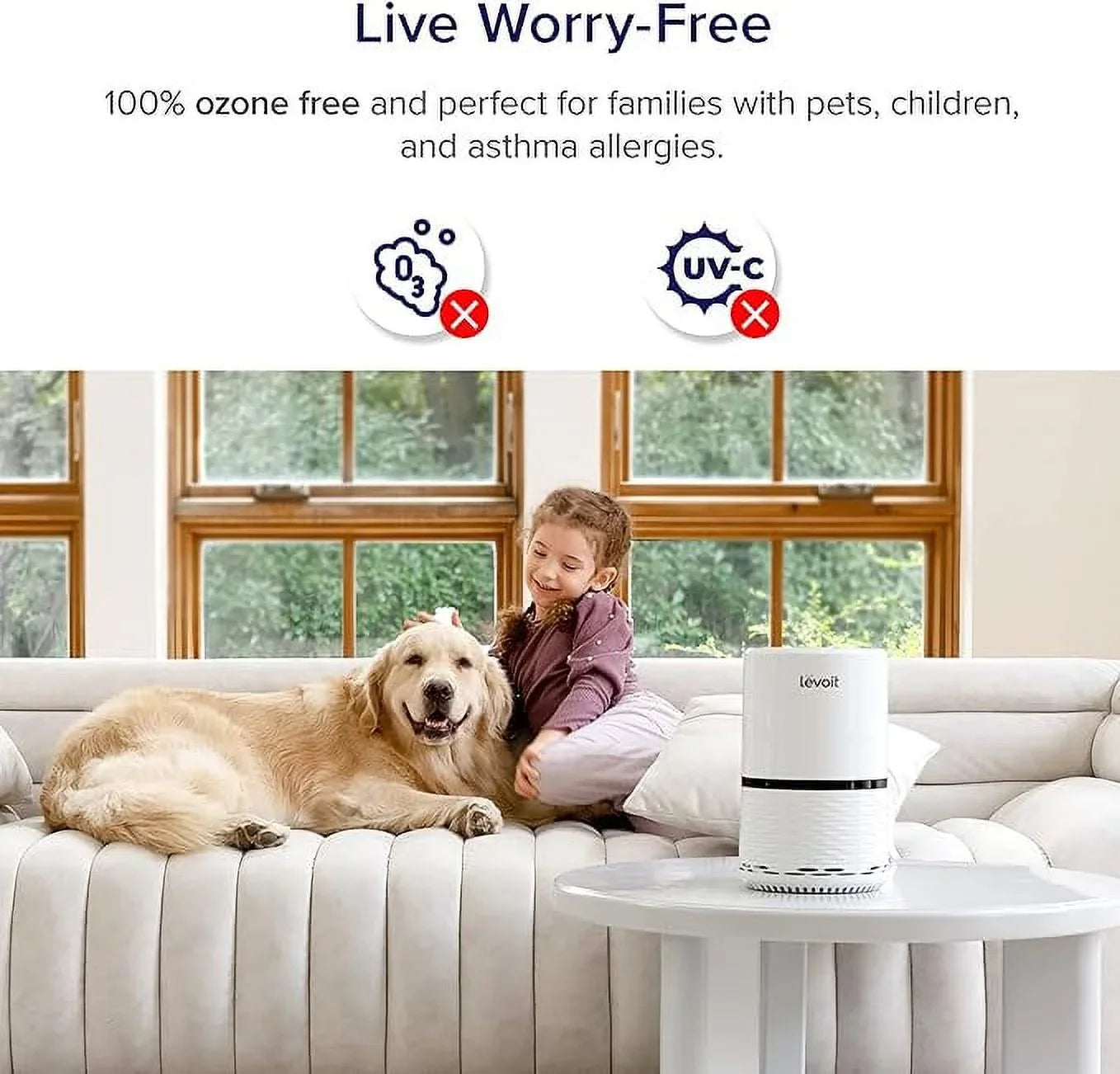 Open Box Levoit Air Purifier HEPA Upgraded Filter for Smoke Odors Pet LV-H132X-WM - White