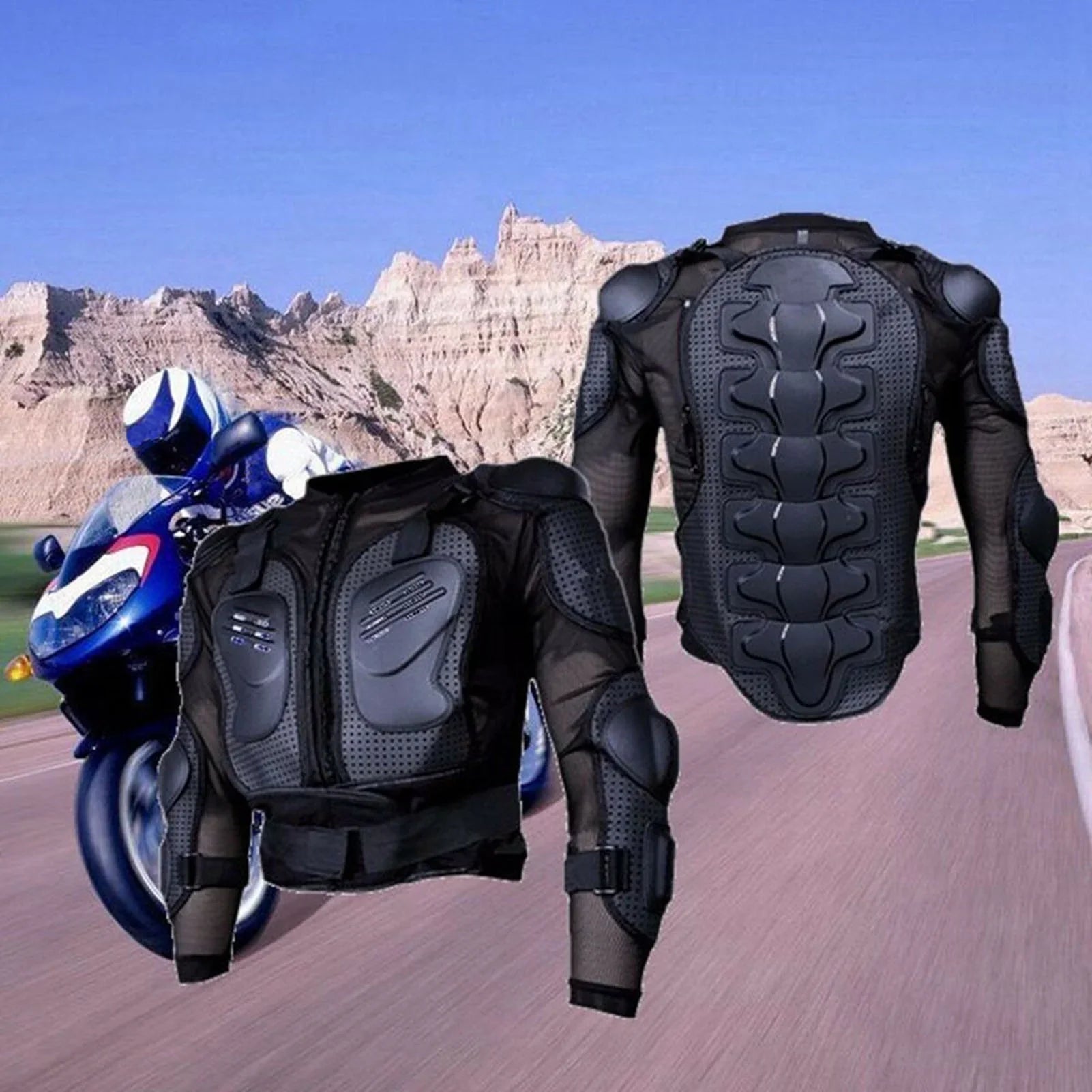 Comprehensive Motorcycle Riding Armor Jacket - Protects Spine, Shoulder, and Chest