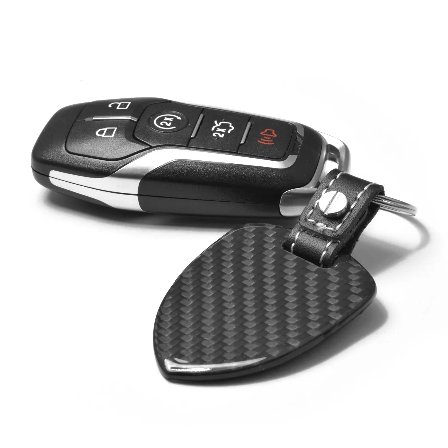 iPick Image for Dodge Charger R/T Real Black Carbon Fiber Large Shield-Style Key Chain, Official Licensed